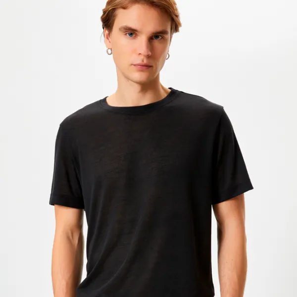 Tricou pentru bărbați Koton 4SAM10273HK 100% poliester/ Black photo 4 Tricou pentru bărbați Koton 4SAM10273HK 100% poliester/ Black photo 4