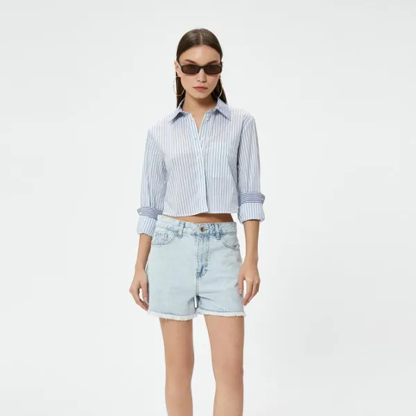 Pantaloni scurți pentru femei Koton 4SAL40017MD 40/ Light Blue photo 7