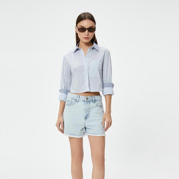 Pantaloni scurți pentru femei Koton 4SAL40017MD 40/ Light Blue photo 7