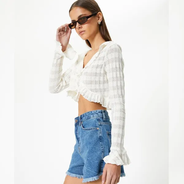 Pantaloni scurți pentru femei Koton 4SAL40017MD 36/ Light Indigo photo 9