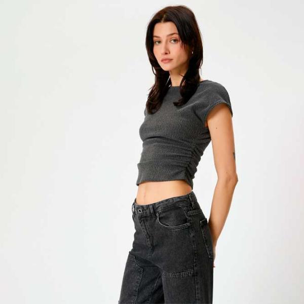 Tricou pentru femei Koton 4SAK50506EK 100% bumbac/ Anthracite photo 2