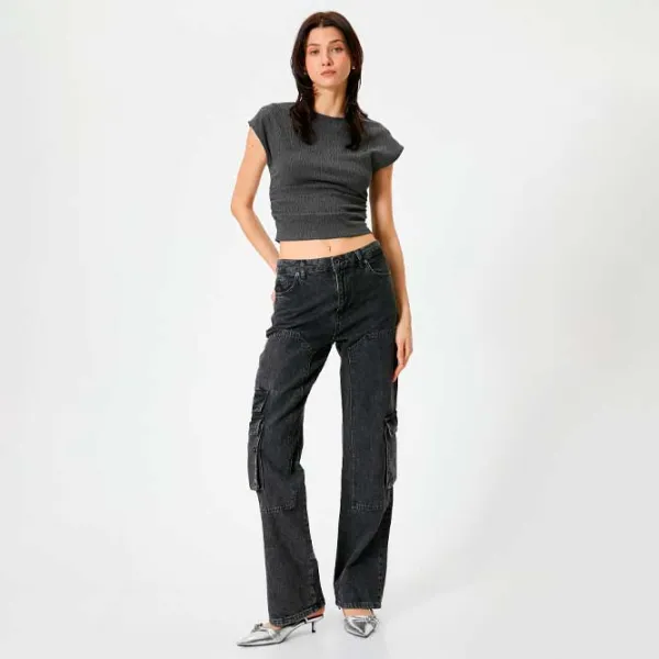 Tricou pentru femei Koton 4SAK50506EK 100% bumbac/ Anthracite photo 3