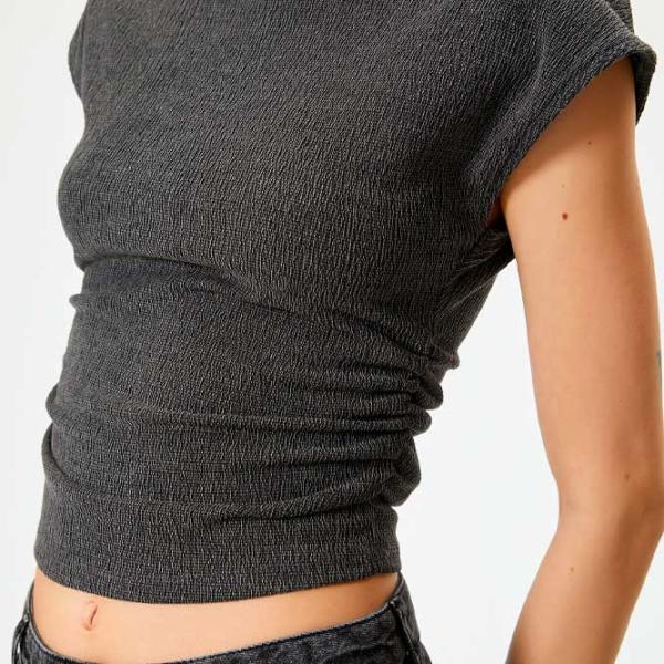 Tricou pentru femei Koton 4SAK50506EK 100% bumbac/ Anthracite photo 5