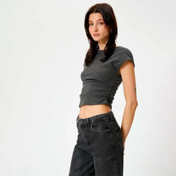 Tricou pentru femei Koton 4SAK50506EK 100% bumbac/ Anthracite photo 2