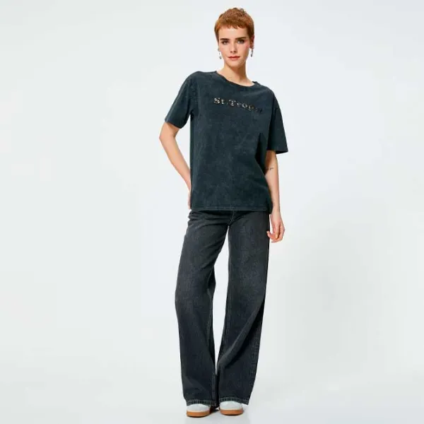 Tricou pentru femei Koton 4SAL10070IK 100% bumbac/ Anthracite photo 3 Tricou pentru femei Koton 4SAL10070IK 100% bumbac/ Anthracite photo 3