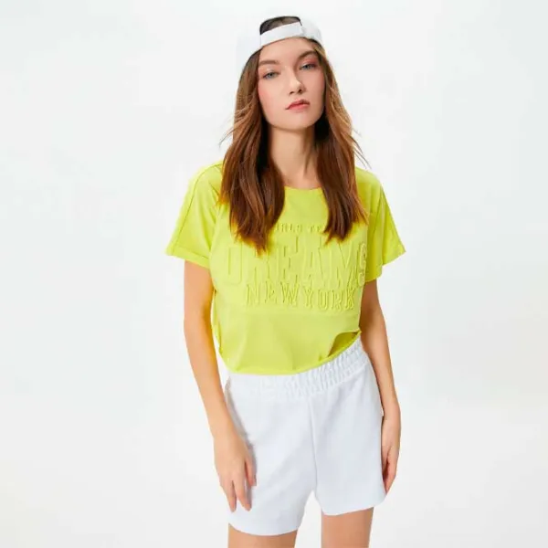 Tricou pentru femei Koton 4SAL10031IK 100% bumbac/ Yellow photo 2