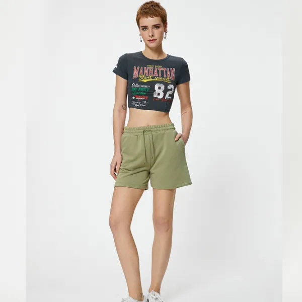 Pantaloni scurți pentru femei Koton 4SAL40005IK S/ Khaki photo 5 Pantaloni scurți pentru femei Koton 4SAL40005IK S/ Khaki photo 5