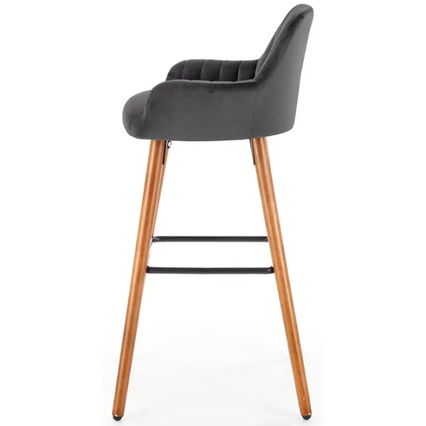 Scaun de bar Halmar H93 Catifea/ Lemn/ Dark Grey photo 3