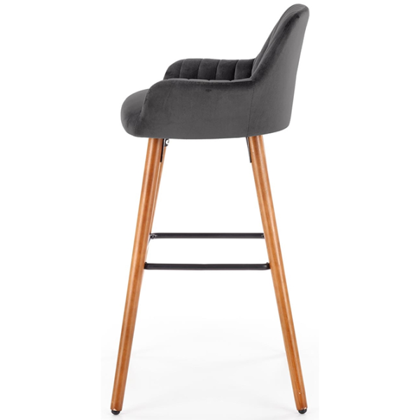 Scaun de bar Halmar H93 Catifea/ Lemn/ Dark Grey photo 3