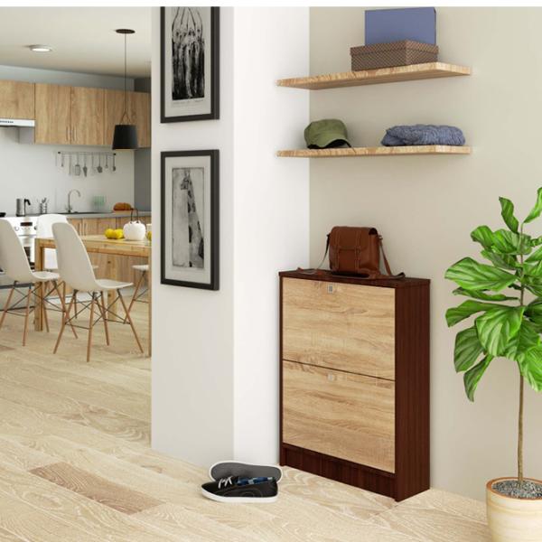 Dulap pentru încălțăminte Akord 2 80 x 60 x 20/ Wenge/ Stejar sonoma photo 3