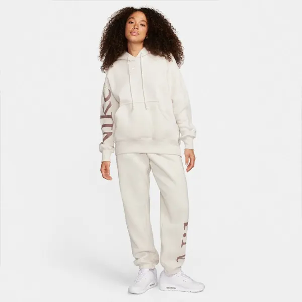 Jachetă sport pentru femei Nike W Nsw Phnx Flc Os Logo Hdy L/ Beige photo 4