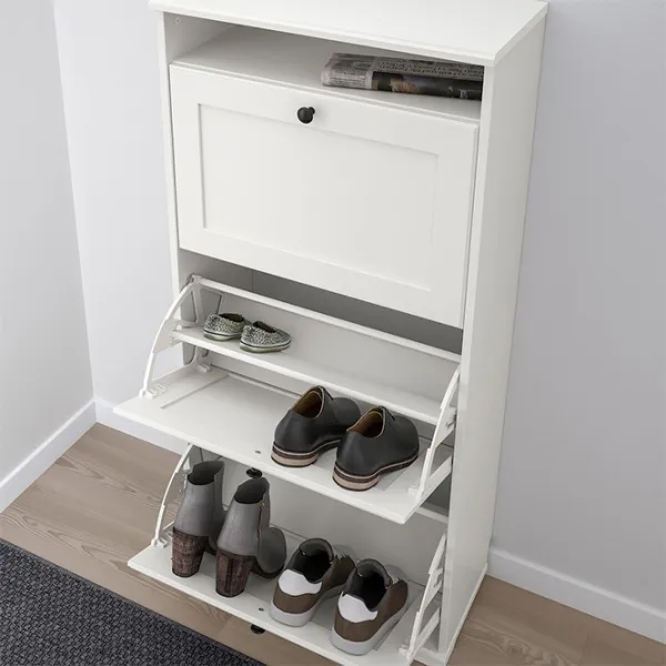 Обувной шкаф Ikea Brusali 3 130см x 61см x 30см/ White/ Белый photo 2