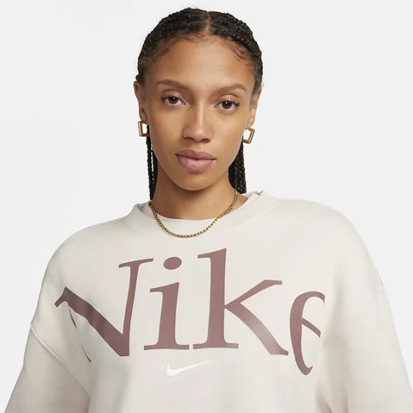 Спортивная куртка для женщин Nike W Nsw Phnx Flc Os Logo Crew XL/ Бежевый photo 4 Спортивная куртка для женщин Nike W Nsw Phnx Flc Os Logo Crew XL/ Бежевый photo 4