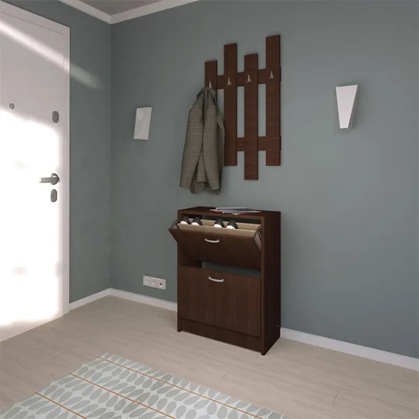 Обувной шкаф Haaus Rin 2U 85см x 63см x 30см/ Wenge/ Венге photo 2