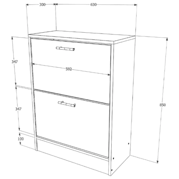 Обувной шкаф Haaus Rin 2U 85см x 63см x 30см/ Wenge/ Венге photo 3