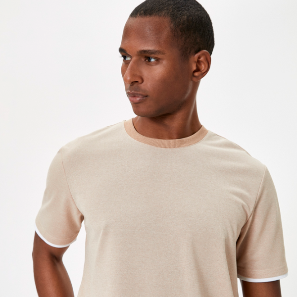 Tricou pentru bărbați Koton 4SAM10072HK 20% bumbac/ Beige photo 4