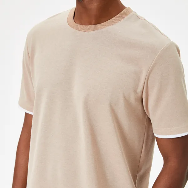 Tricou pentru bărbați Koton 4SAM10072HK 20% bumbac/ Beige photo 5