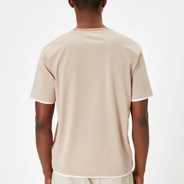 Tricou pentru bărbați Koton 4SAM10072HK 20% bumbac/ Beige photo 2