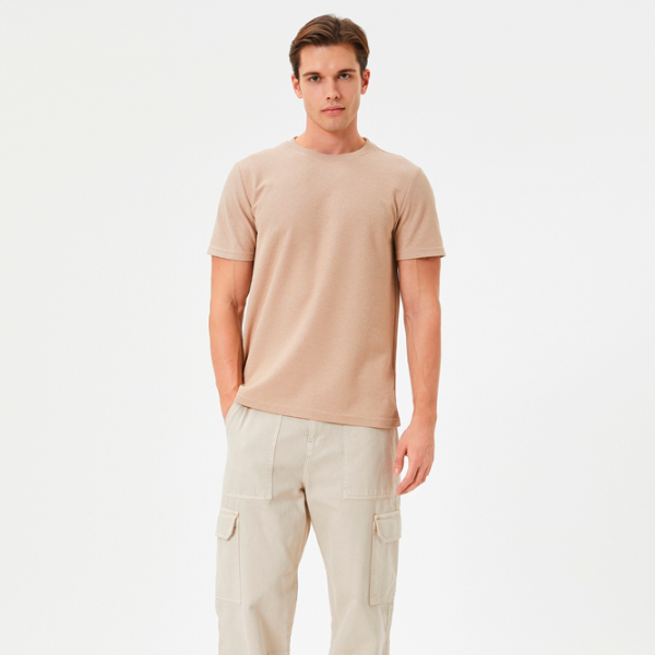 Tricou pentru bărbați Koton 4SAM10279HK 35% bumbac/ Beige photo 3
