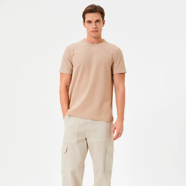 Tricou pentru bărbați Koton 4SAM10279HK 35% bumbac/ Beige photo 3