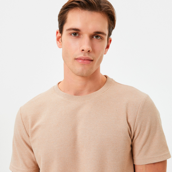Tricou pentru bărbați Koton 4SAM10279HK 35% bumbac/ Beige photo 4