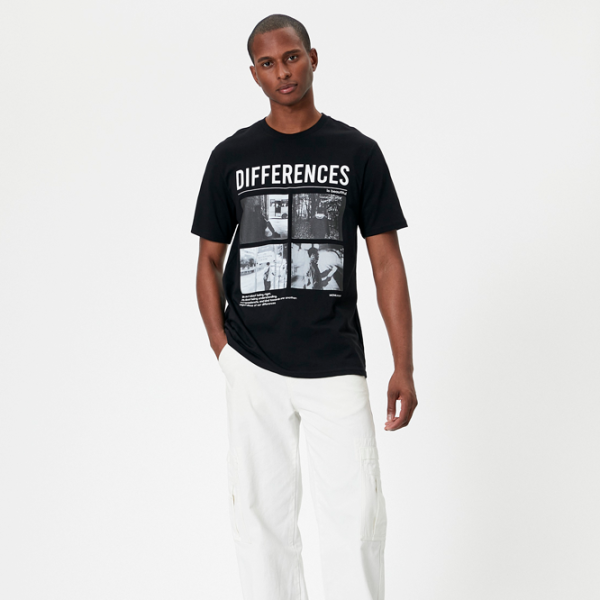 Tricou pentru bărbați Koton 4SAM10291HK 100% bumbac/ Black photo 3