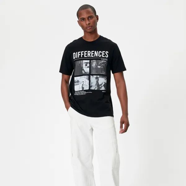 Tricou pentru bărbați Koton 4SAM10291HK 100% bumbac/ Black photo 3