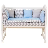 Детское постельное бельё Polini Kids ZigZag (0001489-10) Хлопок/ Синий Белый photo 2