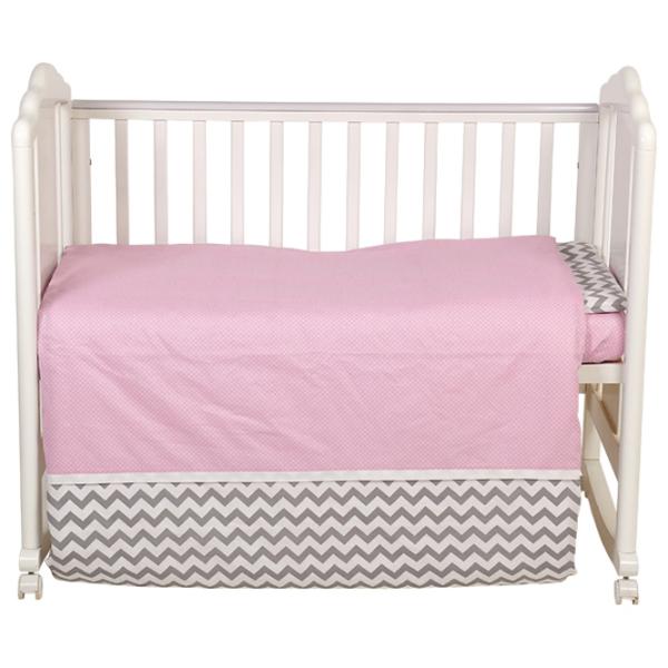 Детское постельное бельё Polini Kids ZigZag (0001859-11) Хлопок/ Розовый Серый photo 2