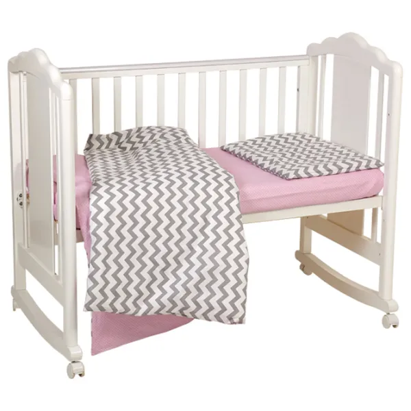 Детское постельное бельё Polini Kids ZigZag (0001859-11) Хлопок/ Розовый Серый photo 3
