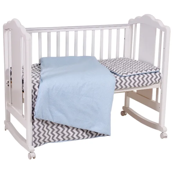 Детское постельное бельё Polini Kids ZigZag (0001859-10) Хлопок/ Синий Серый photo 2