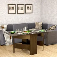 Masă de bucătărie extensibilă Ideal Mobila 80x168 (Wenge) PAL/ Brown photo 2