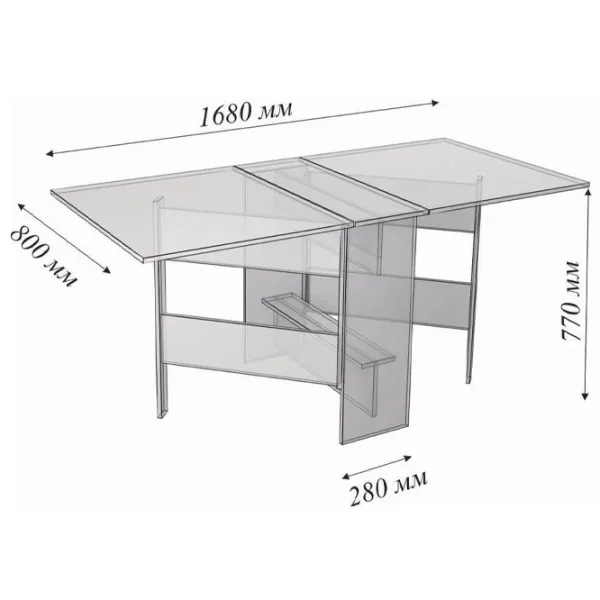 Кухонный стол раскладной Ideal Mobila 80x168 (Wenge) ДСП/ Коричневый photo 3