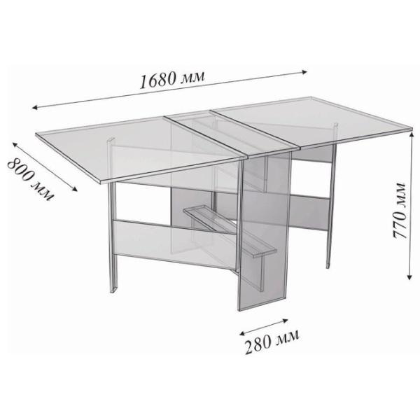 Кухонный стол раскладной Ideal Mobila 80x168 (Wenge) ДСП/ Коричневый photo 3