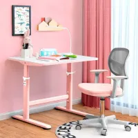 Fotoliu de birou Costway HY10252PK Pânză/ Pink photo 2