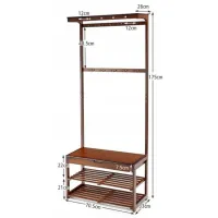 Cuier cu oglindă Costway HW66486CF Bambus/ Brown photo 3