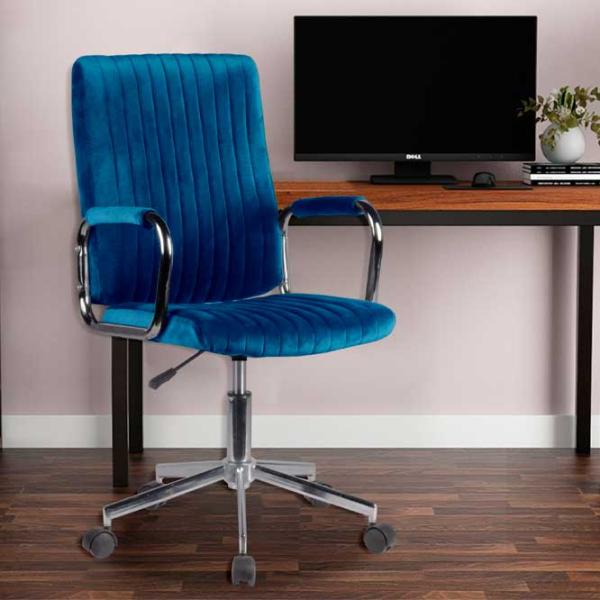 Fotoliu de birou Akord FD-24 Catifea/ Navy Chrome photo 5 Fotoliu de birou Akord FD-24 Catifea/ Navy Chrome photo 5