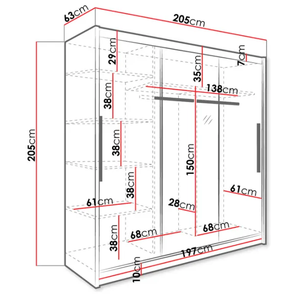 Dulap Mirjan24 Rouen/Aris I 205 x 63 x 205 / PAL / Alb photo 4