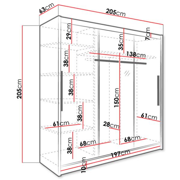 Dulap Mirjan24 Rouen/Aris I 205 x 63 x 205 / PAL / Alb photo 4