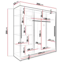 Шкаф Mirjan24 Rouen/Aris I 205 x 63см x 205 / ЛДСП / Белый photo 4