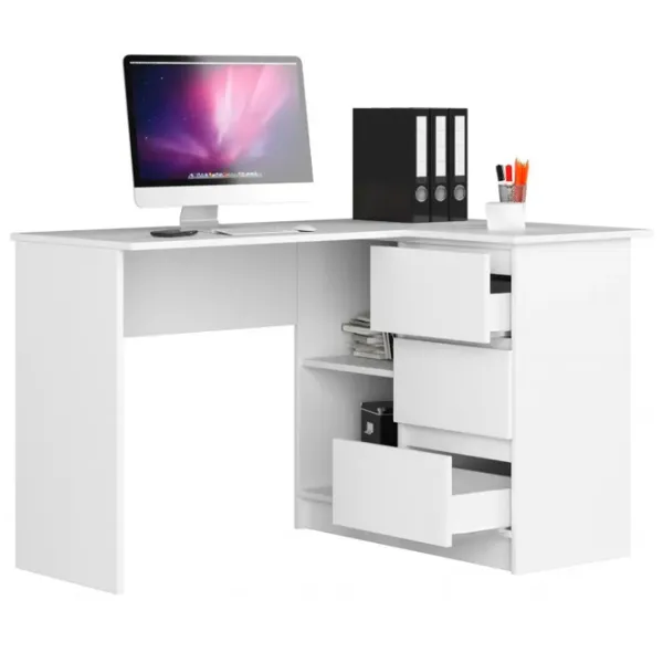 Masă de birou Akord B16 Right PAL melaminat/ White photo 2