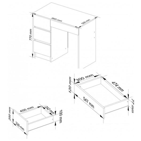 Masă de birou Akord A-7 90 Left PAL/ White photo 6 Masă de birou Akord A-7 90 Left PAL/ White photo 6