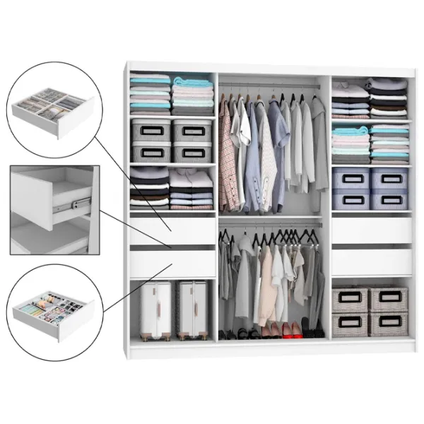 Dulap Belini Premium MT SZP5 SZP5/1/W/DS/0/KLAL 200 x 60 x 216 / PAL / Alb photo 2