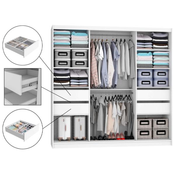 Dulap Belini Premium MT SZP5 SZP5/1/W/DS/0/KLAL 200 x 60 x 216 / PAL / Alb photo 2