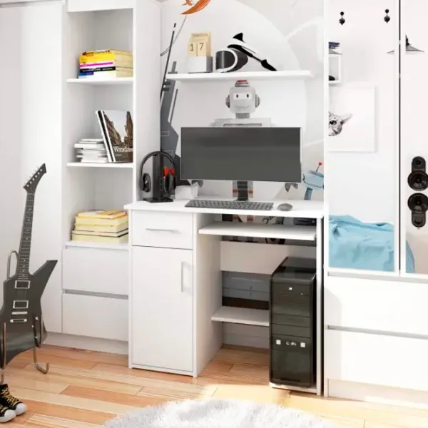 Masă de birou Akord Jay PAL melaminat/ White photo 2 Masă de birou Akord Jay PAL melaminat/ White photo 2