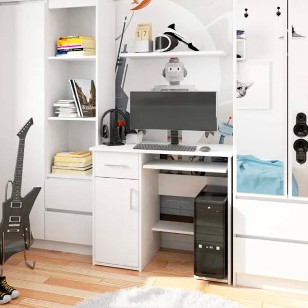 Masă de birou Akord Jay PAL melaminat/ White photo 2 Masă de birou Akord Jay PAL melaminat/ White photo 2