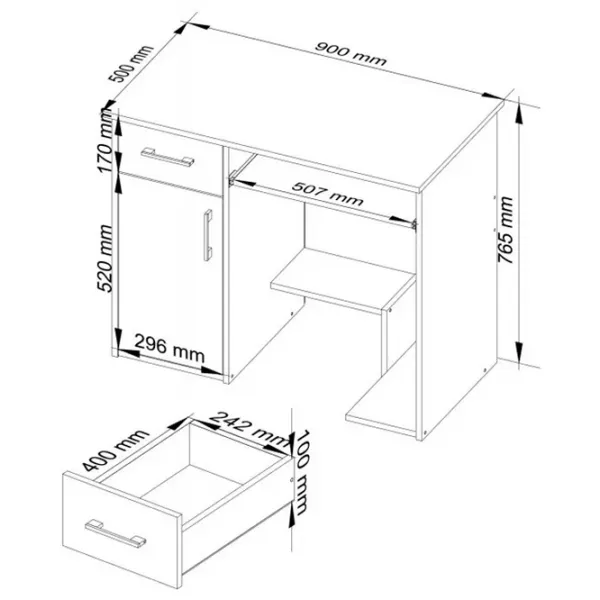 Masă de birou Akord Jay PAL melaminat/ White photo 5 Masă de birou Akord Jay PAL melaminat/ White photo 5