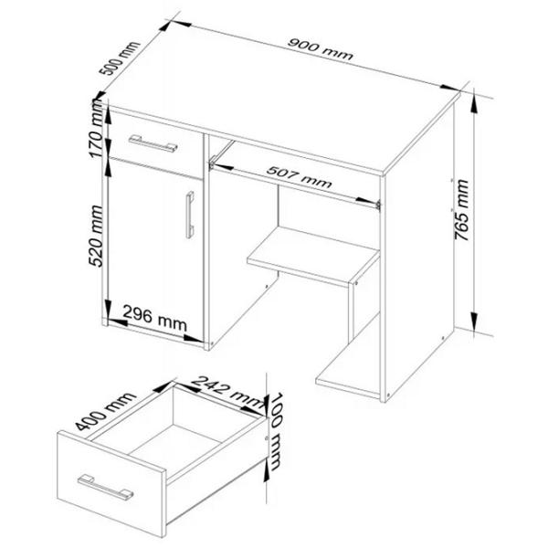 Masă de birou Akord Jay PAL melaminat/ White photo 5 Masă de birou Akord Jay PAL melaminat/ White photo 5
