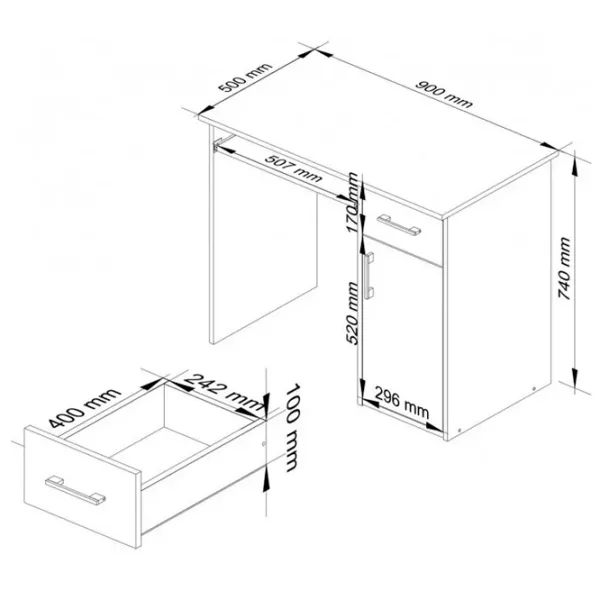 Офисный стол Akord Pin Меламиновая ДСП/ Белый photo 2 Офисный стол Akord Pin Меламиновая ДСП/ Белый photo 2