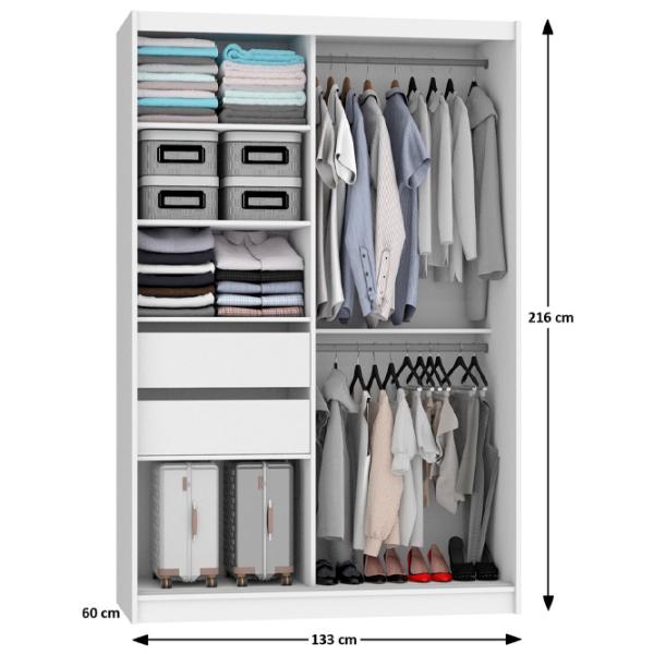 Шкаф Belini Premium ME SZP6 SZP6/1/B/KN/0/KLP 133 x 60см x 216 / ЛДСП / Black photo 3
